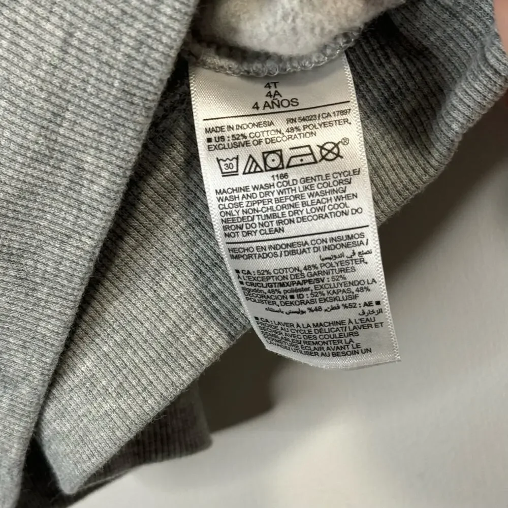Old Navy High Neck Grey Sweatshirt with Quarter Zip Front Size 4t